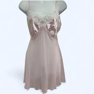 Pink silk lingerie slip dress